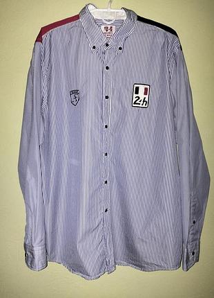 Мужская голубая полосатая рубашка дизайнерская alain figaret