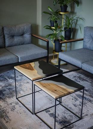 Журнальний стіл "квадрат, чиста річка (два столи)"