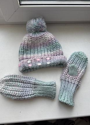 Набір шапка +рукавички ,шапка варішки 4/8 років