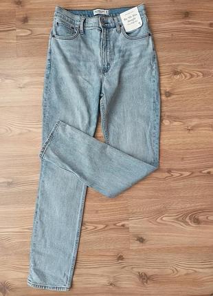 Vintage 90s jeans abercrombie & fitch the '90s slim straight ultra high rise вінтаж блакитні джинси висока талія мови прямі