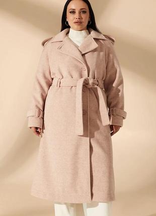Жіноче пальто vovk, розмір l–xl, пудрове