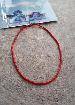 Низка заготовка намистина 1,7#3мм   натуральний червоний корал трубочка