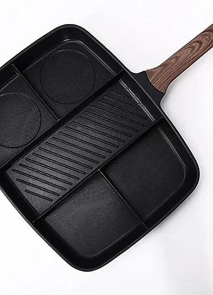 Уценка! универсальная сковорода с пятью разделенными секциями и антипригарным покрытием (повреждение ручки 3160)