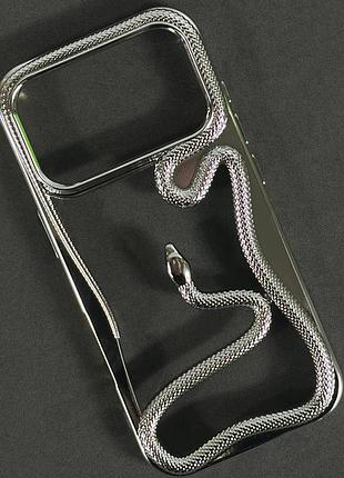Захисний чохол (накладка) soft snake для apple iphone 17 pro (silver)