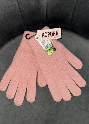 Жіночі рукавиці рожеві корона