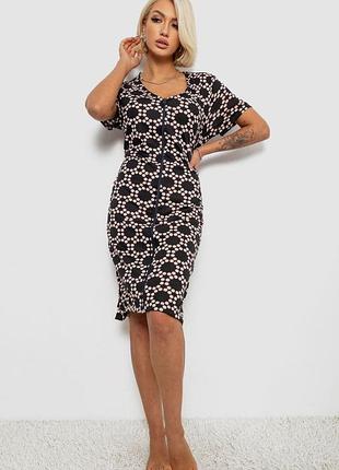 Халат женский на молнии в горох, черный цвет