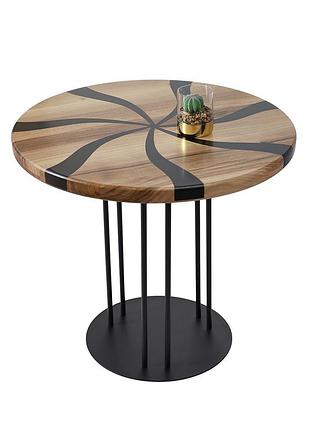 Журнальный стол "опал", орех d600 мм/черный каркас