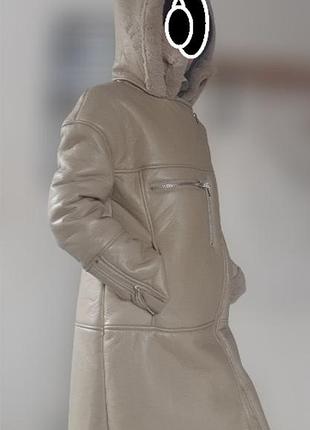 Дубленка женская в стиле авиатор экокожа молочный