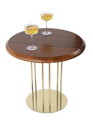 Журнальний стіл "олександрит", горіх світлий d600 мм/золотий каркас