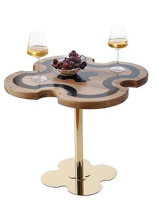 Журнальный стол "агат черный", орех 700*700 мм/золотой каркас