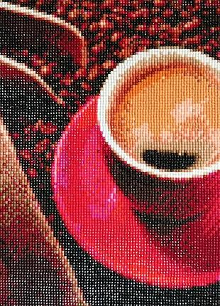 Картина алмазна мозаїка «кава» 30х40 — готова робота, лак
