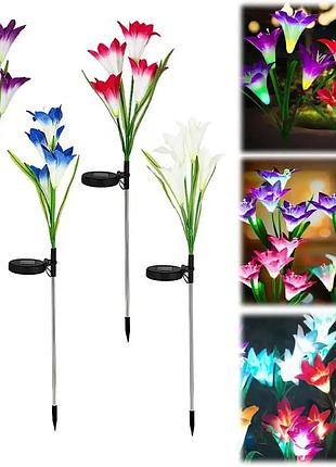 Садовый фонарь в упаковке 1 шт на солнечной батарее “лилия” 74 см bs-037