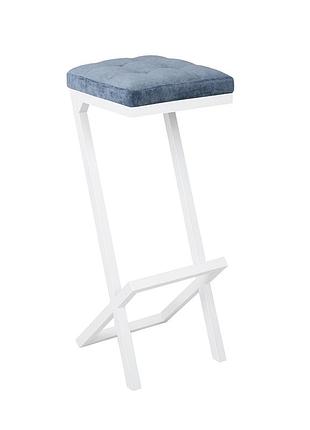 Стілець барний м’який "платан" синій/каркас білий