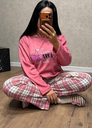 Женская теплая пижама на байке