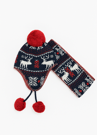 Детская шапка и шарф для мальчика 3-6 мес next размер 45.5 см