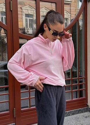 Ніжний велюровий костюм , широкі штани палаццо та худі на фіксаторах, спортивний брючний