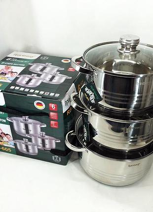 Набір каструль rainberg rb-605 капсульне 9-ти шарове дно