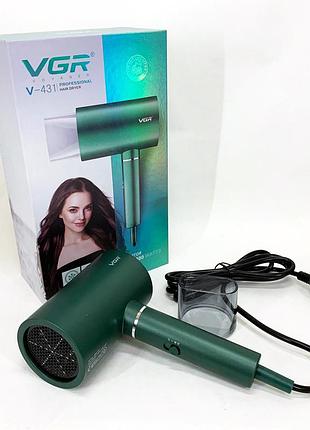 Професійний фен для волосся vgr v-431 потужністю 1600-1800 вт із режимом холодного повітря. колір: зелений