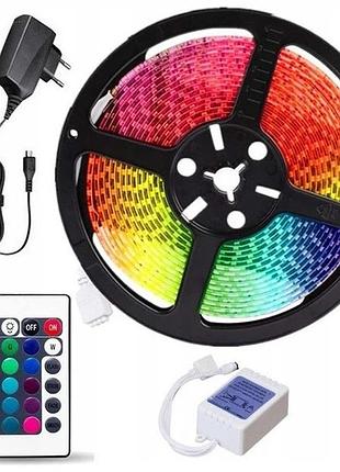 Светодиодная лента smd 3528 rgb 5м с пультом и блоком питания гирлянда