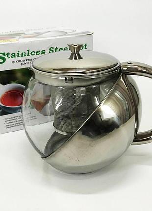 Заварник unique un-1164 1.10 л, чайник заварювальний скляний якісний на кухню, гарний заварник