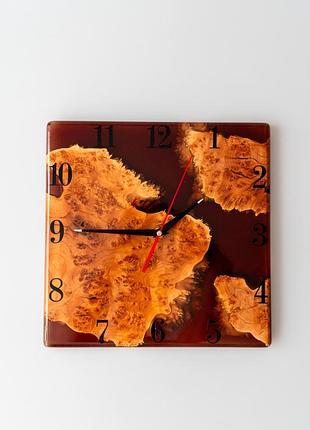 Годинник з дерева та епоксидної смоли ручної роботи таймер природи 30x30 см