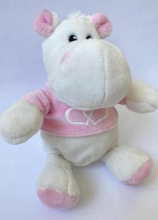 Мягкая игрушка бегемот белый плюшевый бегемот в розовой кофточке sunkid германия