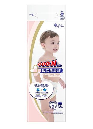 Подгузники goo.n plus для детей 12-20 кг (размер xl, на липучках, унисекс, 38 шт)