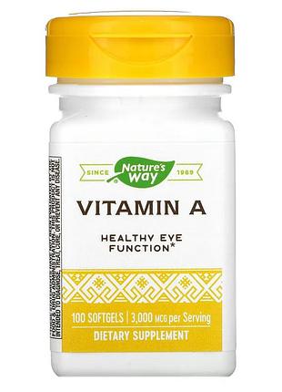 Витамин а, 3000 мкг, vitamin a, nature's way, 100 желатиновых капсул