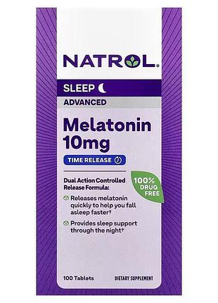 Мелатонин с замедленным высвобождением, 10 мг, melatonin, time release, natrol, 100 таблеток