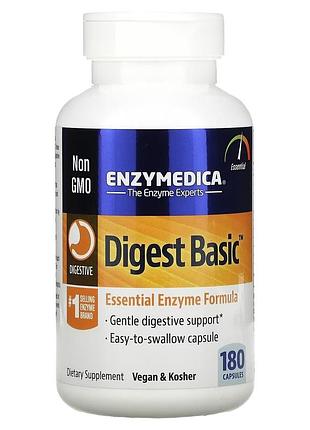 Травні ферменти (формула ензимів), digest basic, enzymedica, 180 капсул