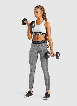 Фірмові лосіни легінси gymshark flex low rise leggings - black marl/charcoal