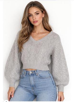 Сірий ніжний светр рукава буфи