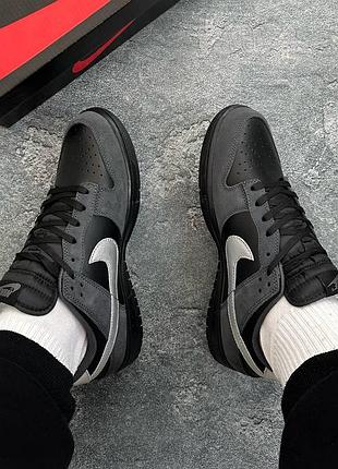 🔥👟чоловічі кросівки 💪 nike dunk low чорні  black/anthracite-metallic silver