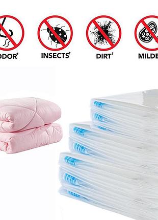 Вакуумный пакет 70×100 см для хранения вещей с клапаном и двойной застёжкой zip-lock многоразовый