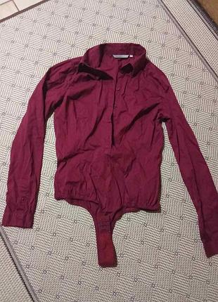 Бордова сорочка боді блуза блузка zara bershka h&m mango