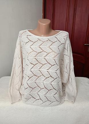 Женский белый ажурный джемпер chicoree l/xl/ размер