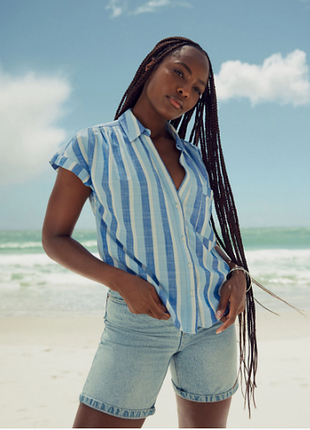 Вискозная блуза рубашка в полоску некст размер 10,2025год