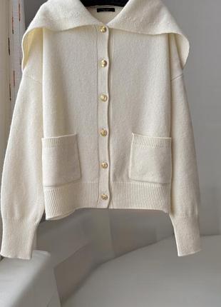 Massimo dutti чудесный кардиган с отложным воротником из смесовой шерсть