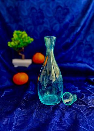 Вінтаж! ❄️ купоросне скло графін цианітове бутиль штоф художнє радянський горох