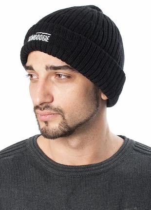 Шапка чоловіча чорна тепла bomboogie 75868