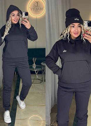 7️⃣5️⃣0️⃣грн жіночий костюм з шапкою жіночий теплий тринитка на флісі