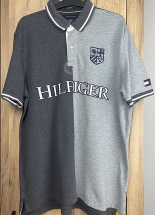 Плотна сіра футболка поло tommy hilfiger