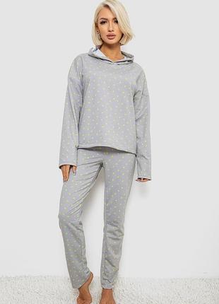 Костюм жіночий домашній з принтом, колір сірий, 257r1115