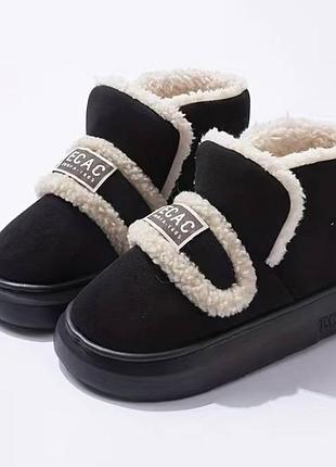 Угги женские черные угги с мехом ecac, теплые зимние сапоги