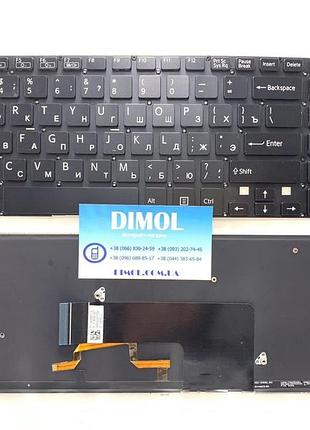 Оригінальна клавіатура для sony vaio fit 15, fit15, svf15 series, black, no frame, підсвітка