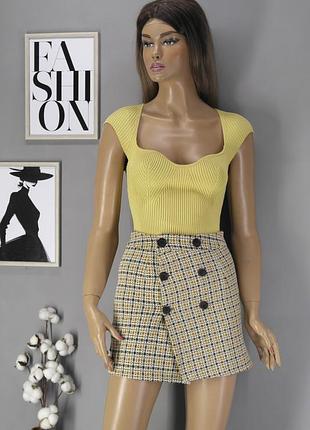 Нова брендова спідниця міні на ґудзиках "today" у клітинку. розмір s.