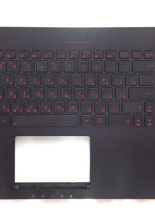 Оригінальна клавіатура для ноутбука asus g550, n550, r552 series, передня панель, rus, червона підсвітка