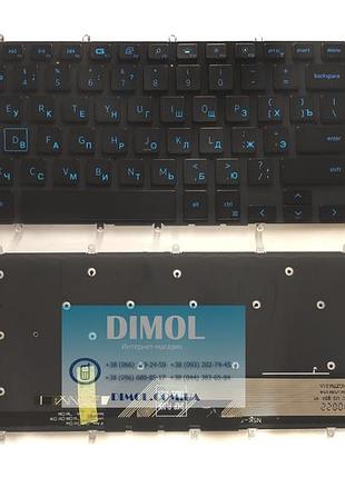 Оригінальна клавіатура для dell inspiron g3 3500, 3579, 3590, 3779, dell 7588, 7590, 7790 rus, black, блакитне підсвічування