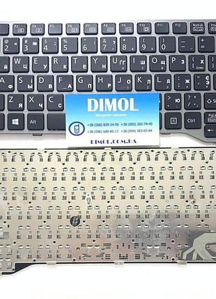 Оригінальна клавіатура для fujitsu-siemens lifebook t725, t726 series, black, сіра рамка