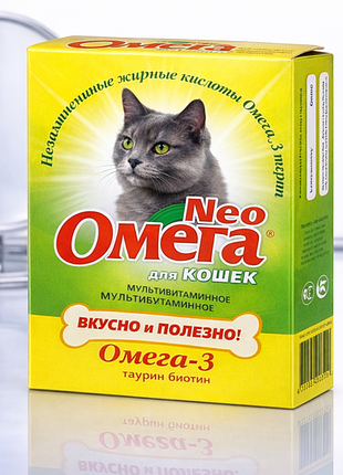 Вітаміни омега neo для кішок із протеїном і карнітином, 90табл